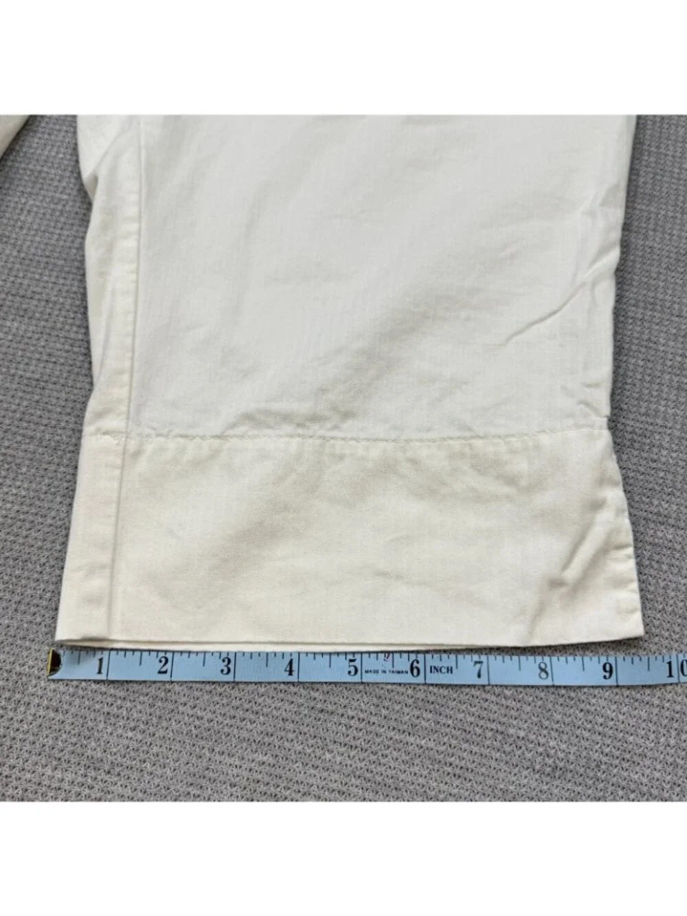 New York Company Capri Pants Womens Size 14 Off-White Slit Cuff High Rise Cotton